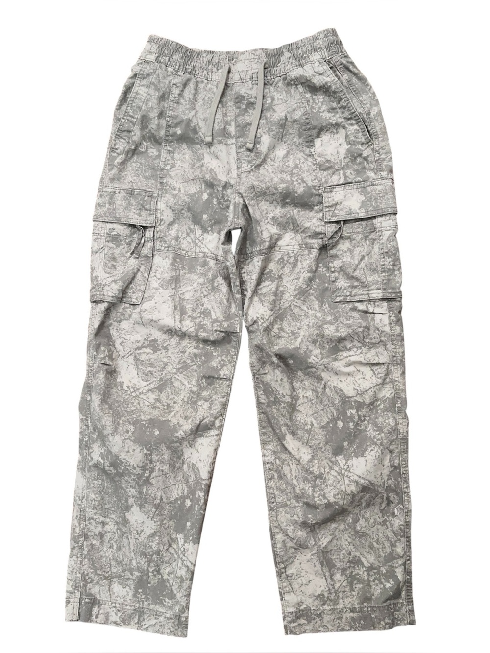 Hollister Baggy Cargo Pants Mens Size XS Pull On Drawstring Stretch Gray Camo